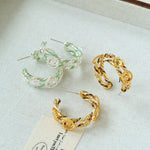 Sunrise Knot Mini Hoop Earrings - Silver - floysun