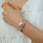 Sunrise Knot Woven Open Cuff Bracelet - Silver - floysun