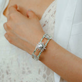 Sunrise Knot Woven Open Cuff Bracelet - Silver - floysun