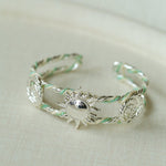 Sunrise Knot Woven Open Cuff Bracelet - Silver - floysun