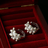 Swarovski Pearl Vintage Quilted Hoop Earrings - floysun