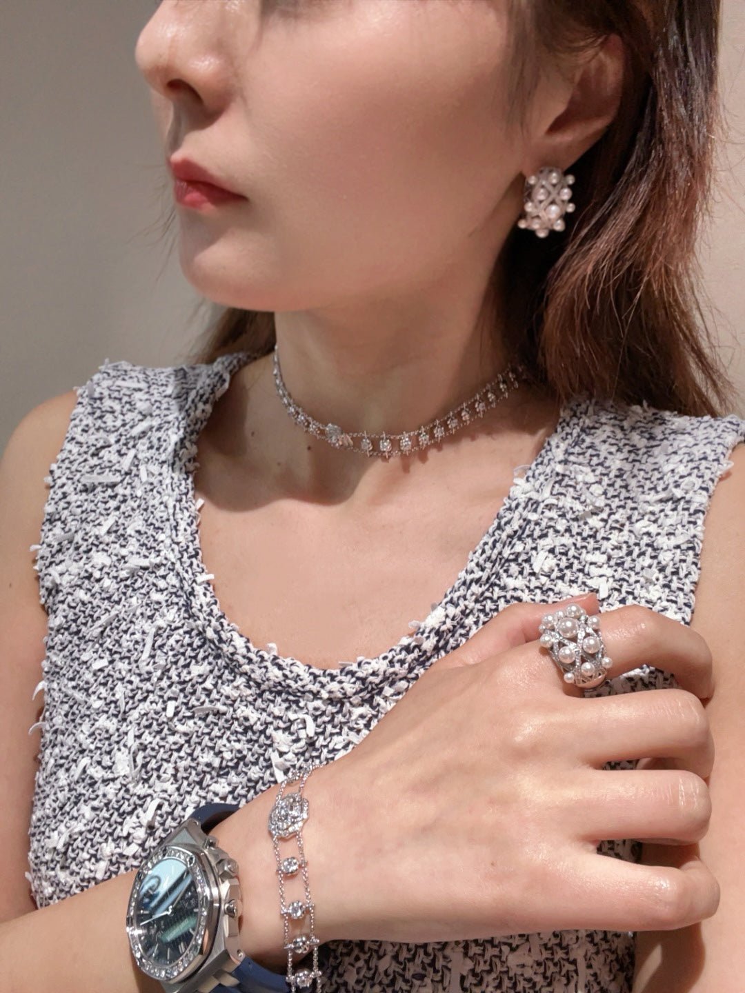 Swarovski Pearl Vintage Quilted Hoop Earrings - floysun