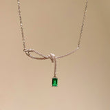 Sweet & Chic Emerald T - Cut Bow Necklace - floysun