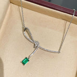 Sweet & Chic Emerald T - Cut Bow Necklace - floysun