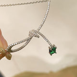 Sweet & Chic Emerald T - Cut Bow Necklace - floysun