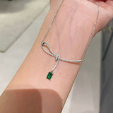 Sweet & Chic Emerald T - Cut Bow Necklace - floysun