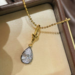 T - Bar Lab - Grown Diamond Necklace in Black & Gold - Teardrop Pendant - floysun