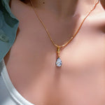 T - Bar Lab - Grown Diamond Necklace in Black & Gold - Teardrop Pendant - floysun