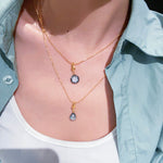 T - Bar Lab - Grown Diamond Necklace in Black & Gold - Teardrop Pendant - floysun