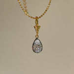 T - Bar Lab - Grown Diamond Necklace in Black & Gold - Teardrop Pendant - floysun