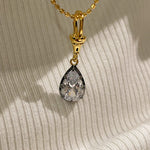 T - Bar Lab - Grown Diamond Necklace in Black & Gold - Teardrop Pendant - floysun