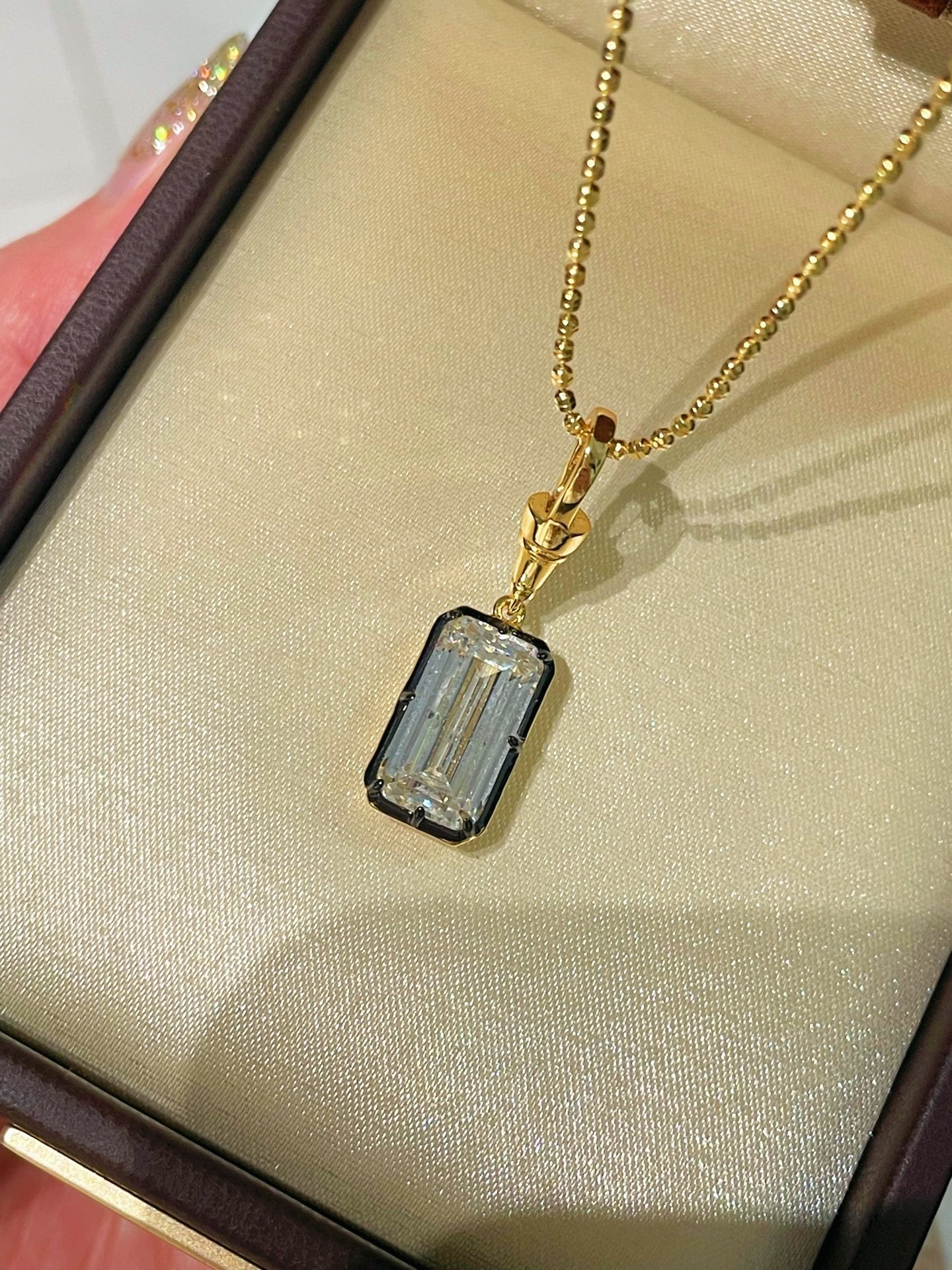 T - Bar Lab - Grown Diamond Necklace in Black & Gold - floysun