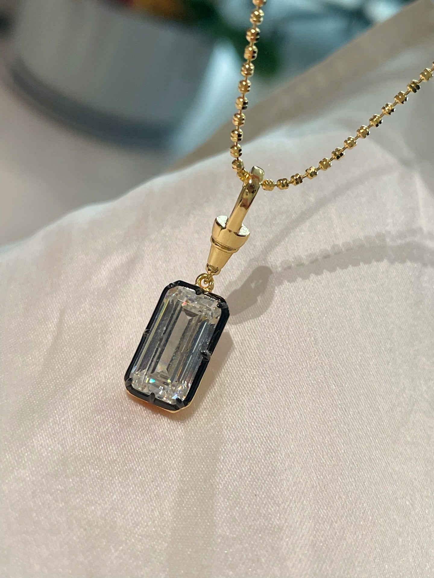 T - Bar Lab - Grown Diamond Necklace in Black & Gold - floysun