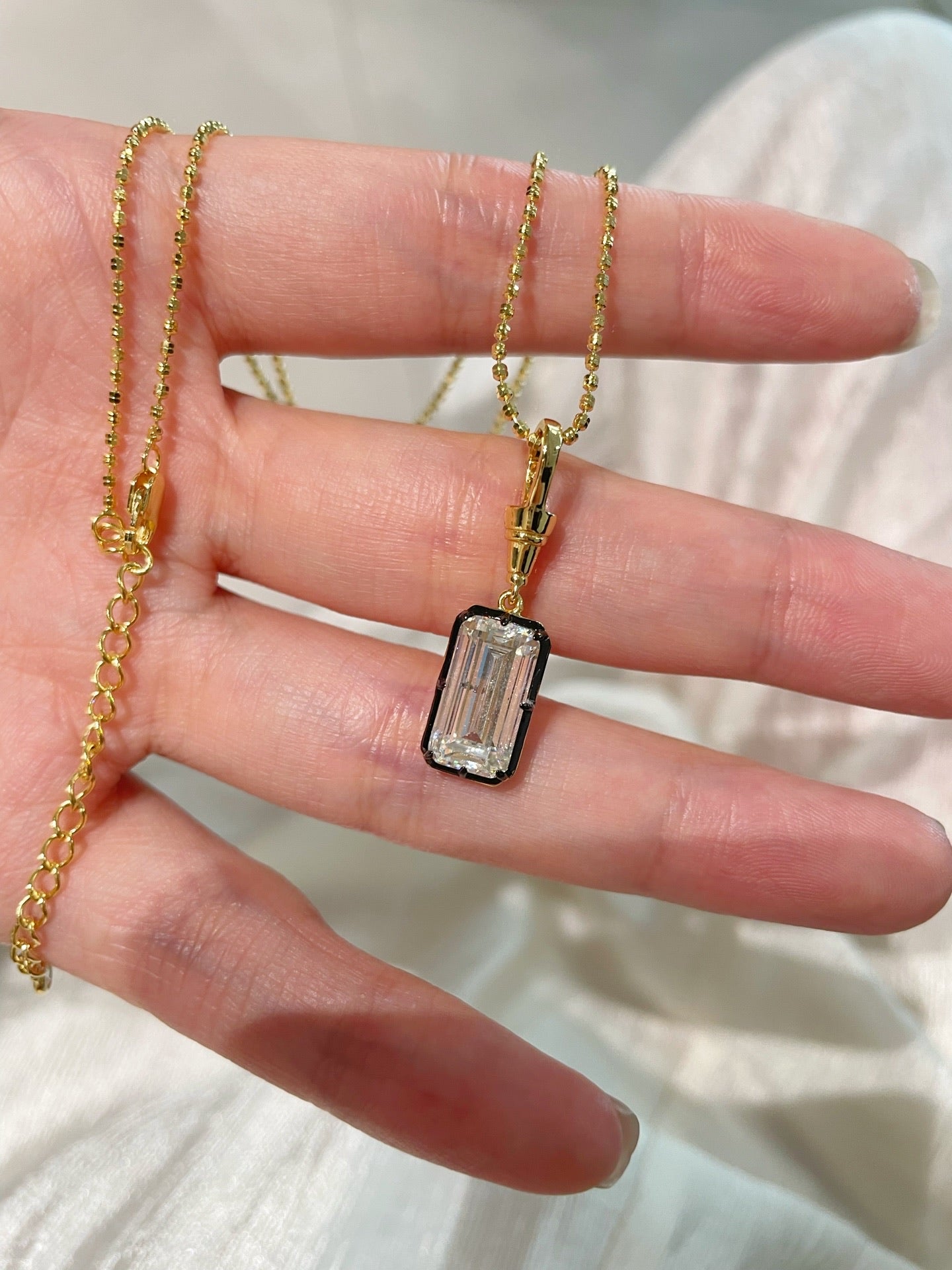 T - Bar Lab - Grown Diamond Necklace in Black & Gold - floysun
