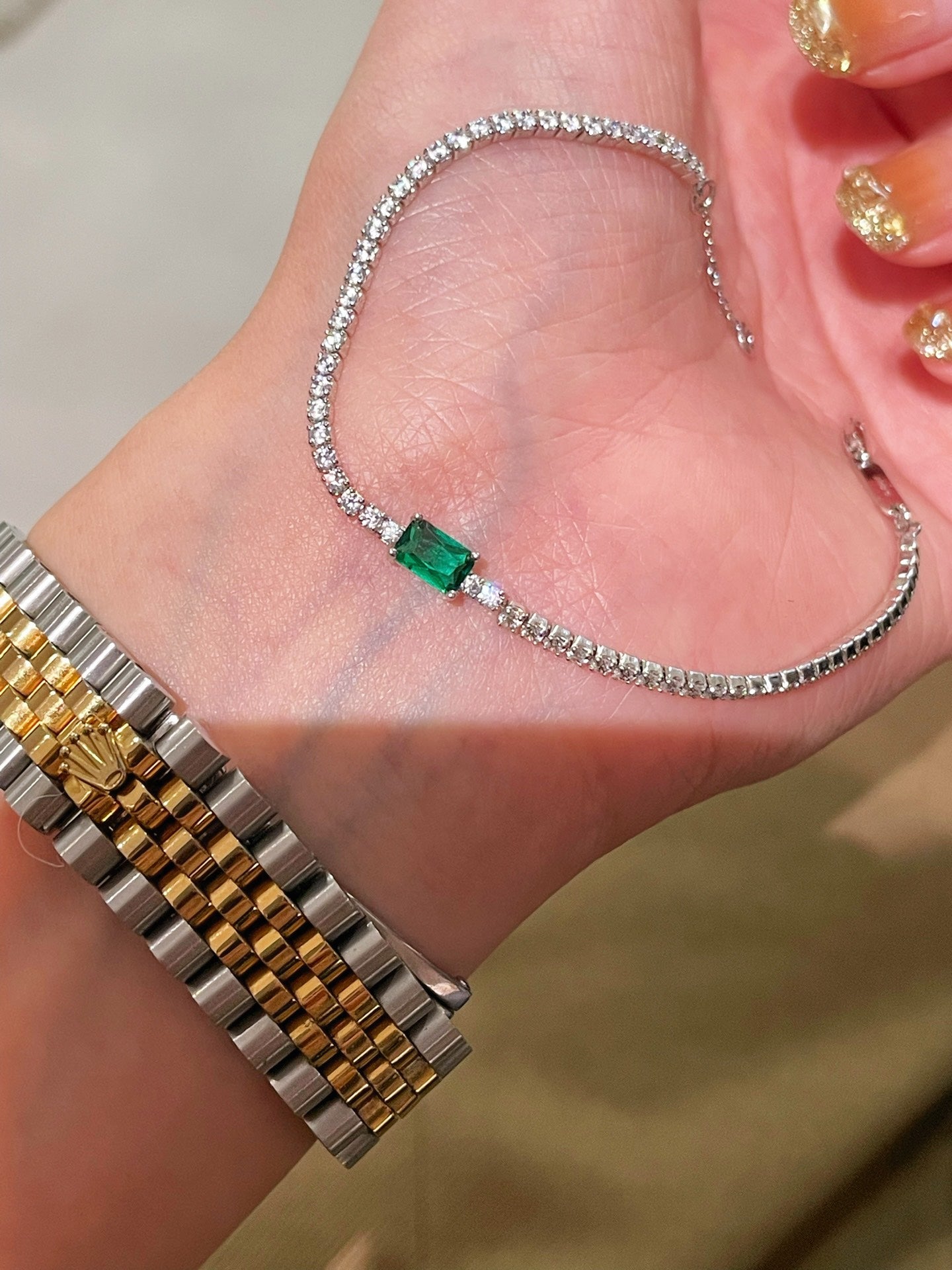 T - Cut Emerald Sparkle Bracelet - floysun