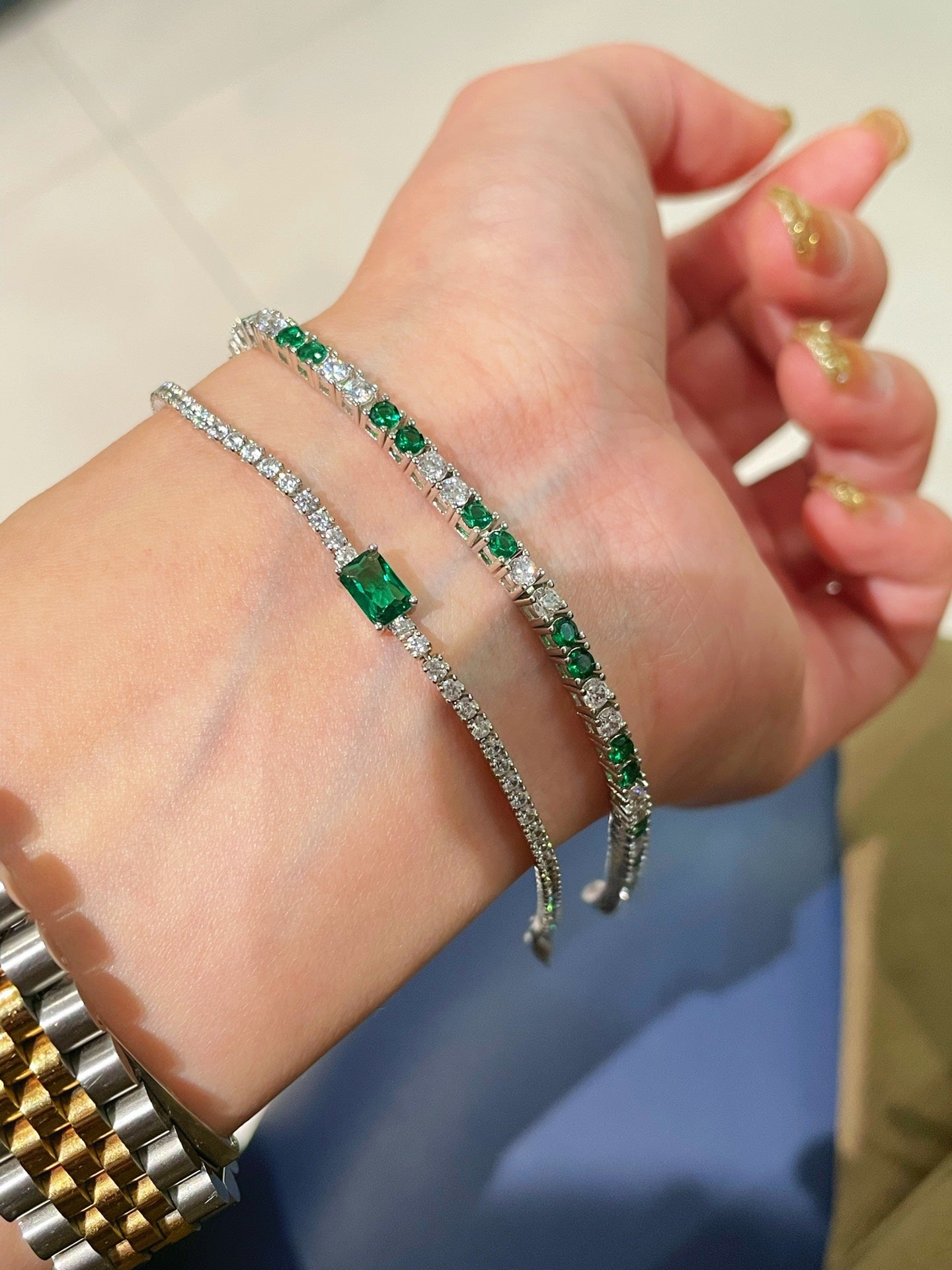 T - Cut Emerald Sparkle Bracelet - floysun