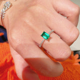 T - Cut Emerald Sugar Cube Solitaire Ring - floysun