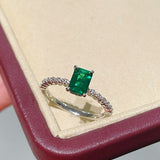 T - Cut Emerald Sugar Cube Solitaire Ring - floysun