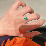 T - Cut Emerald Sugar Cube Solitaire Ring - floysun