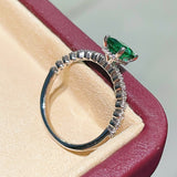 T - Cut Emerald Sugar Cube Solitaire Ring - floysun