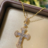 T - Shape White Diamond Cross Necklace - floysun