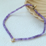 Teardrop Grace Necklace – Amethyst Beads with Zircon Drop - floysun