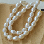 Teardrop Grace Necklace – Pearl Beads with Zircon Drop - floysun
