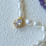 Teardrop Grace Necklace – Pearl Beads with Zircon Drop - floysun