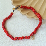 Teardrop Grace Necklace – Red Organic Beads with Zircon Drop - floysun