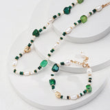 The Multielement Bracelet Featuring Malachite Pearls and Green Onyx - floysun