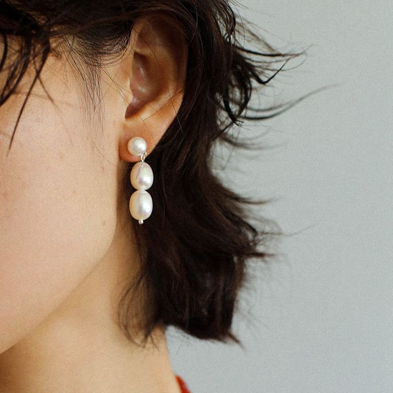 Three Freshwater Pearl Drop Earrings - floysun