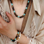 Tiger Eye & Turquoise Layered Necklace - floysun