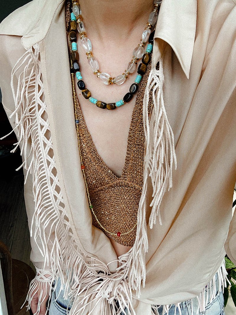Tiger Eye & Turquoise Layered Necklace - floysun