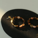 Tiger's Eye Irregular Metal Earrings Turquoise Earrings - floysun
