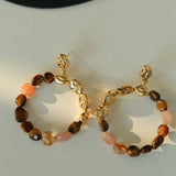 Tiger's Eye Irregular Metal Earrings Turquoise Earrings - floysun
