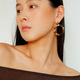 Tiger's Eye Irregular Metal Earrings Turquoise Earrings - floysun