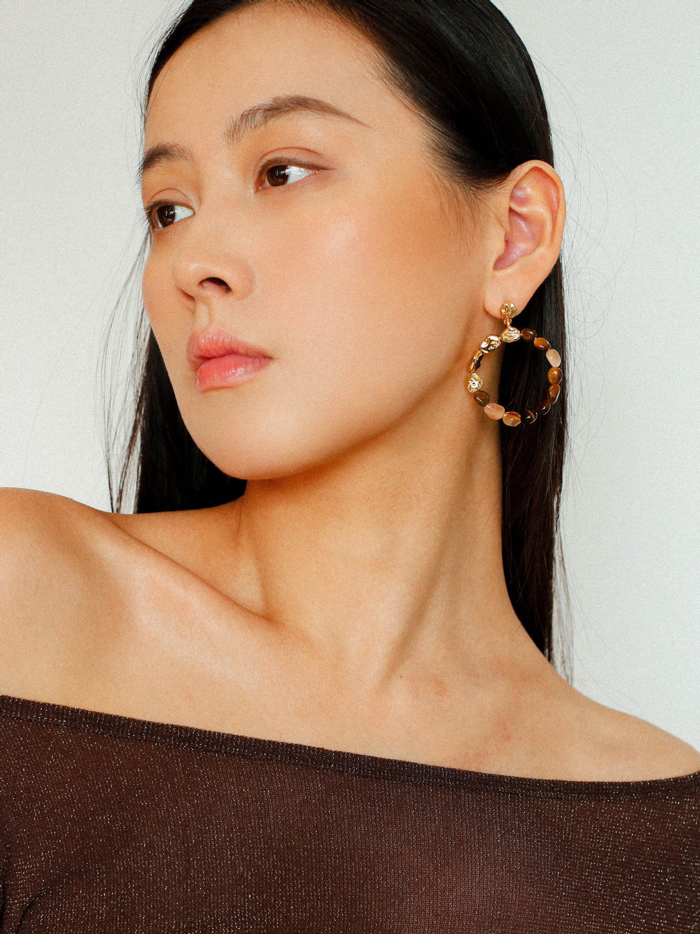 Tiger's Eye Irregular Metal Earrings Turquoise Earrings - floysun