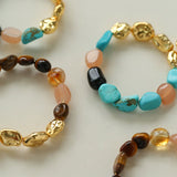Tiger's Eye Irregular Metal Earrings Turquoise Earrings - floysun