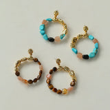 Tiger's Eye Irregular Metal Earrings Turquoise Earrings - floysun