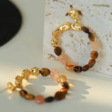 Tiger's Eye Irregular Metal Earrings Turquoise Earrings - floysun