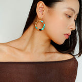 Tiger's Eye Irregular Metal Earrings Turquoise Earrings - floysun