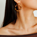 Tiger's Eye Irregular Metal Earrings Turquoise Earrings - floysun