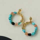 Tiger's Eye Irregular Metal Earrings Turquoise Earrings - floysun