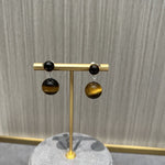 Tiger's Eye Stone Double Ball Earrings - floysun