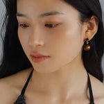 Tiger's Eye Stone Double Ball Earrings - floysun