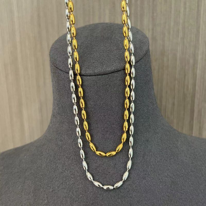 Tiny Silver Beans and Olive Beads Layered Necklace - floysun