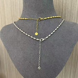 Tiny Silver Beans and Olive Beads Layered Necklace - floysun