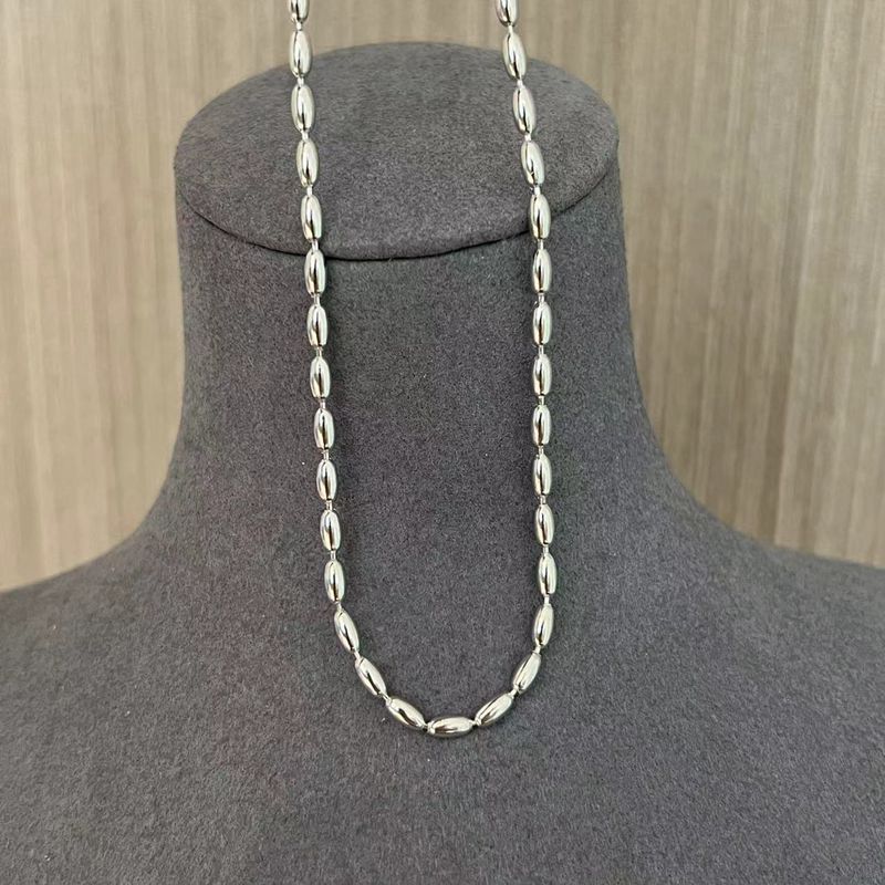 Tiny Silver Beans and Olive Beads Layered Necklace - floysun