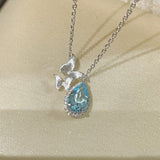 Topaz Waterdrop Pendant Necklace – Butterfly Accent - floysun