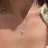 Topaz Waterdrop Pendant Necklace – Butterfly Accent - floysun